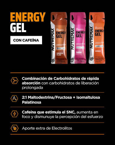 Geles deportivos nutremax con cafeína 
