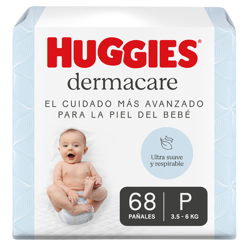 PAÑAL HUGGIES BLANCO DERMACARE TALLE P 68