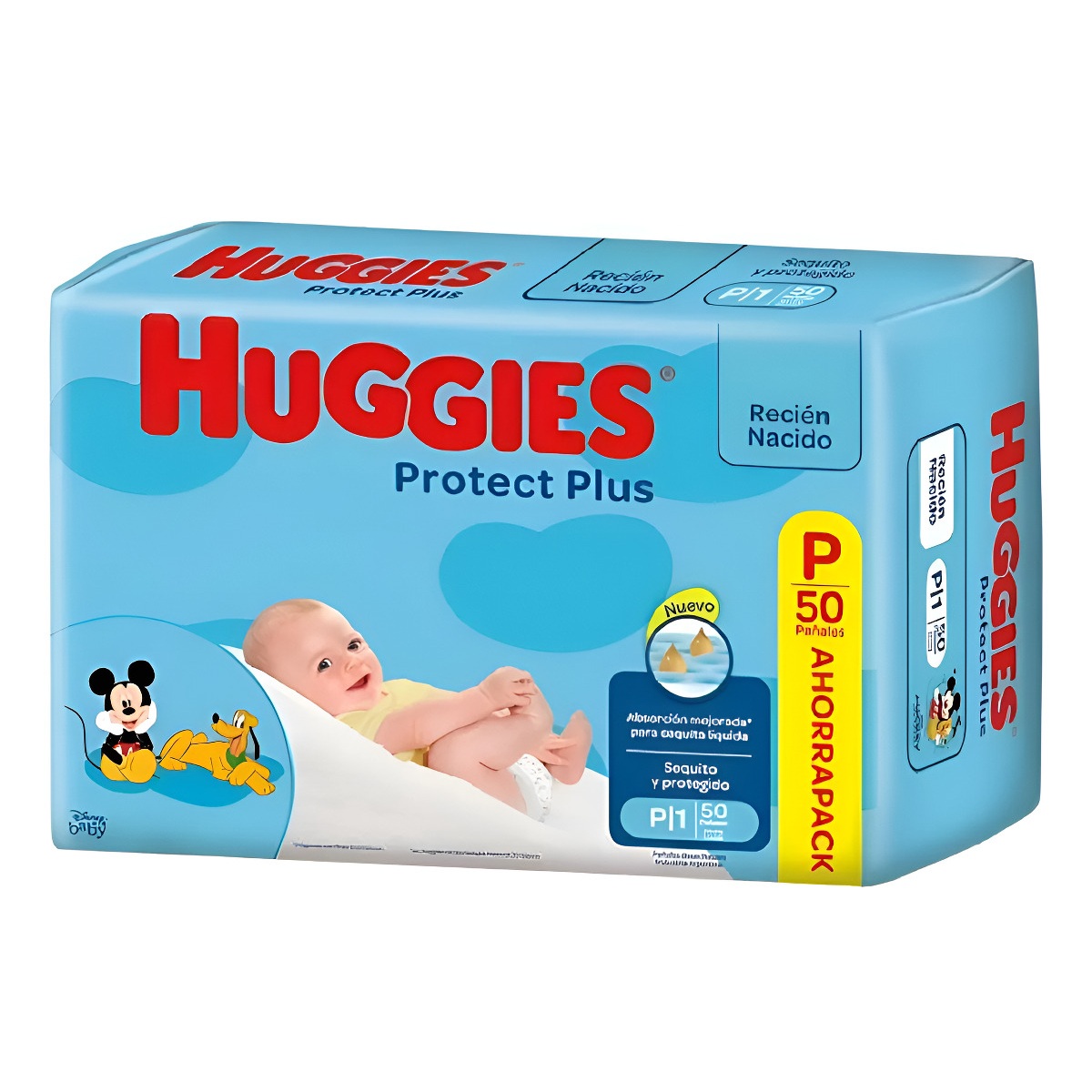 PAÑAL HUGGIES AZUL PROTEC PLUS  TALLE P 50