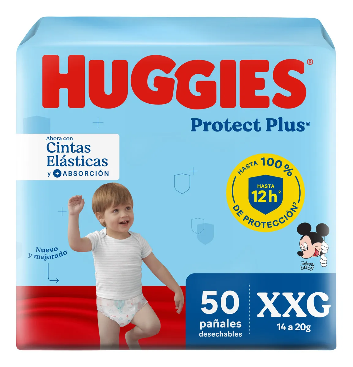 PAÑAL HUGGIES AZUL PROTEC PLUS  TALLE XXG 50
