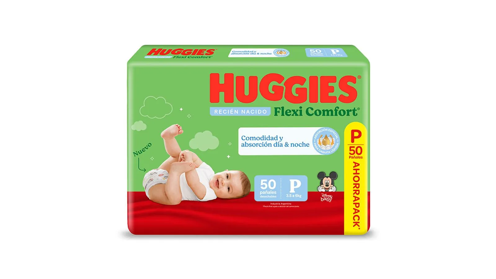 PAÑAL HUGGIES VERDE FLEXI CONFORT TALLE P 50