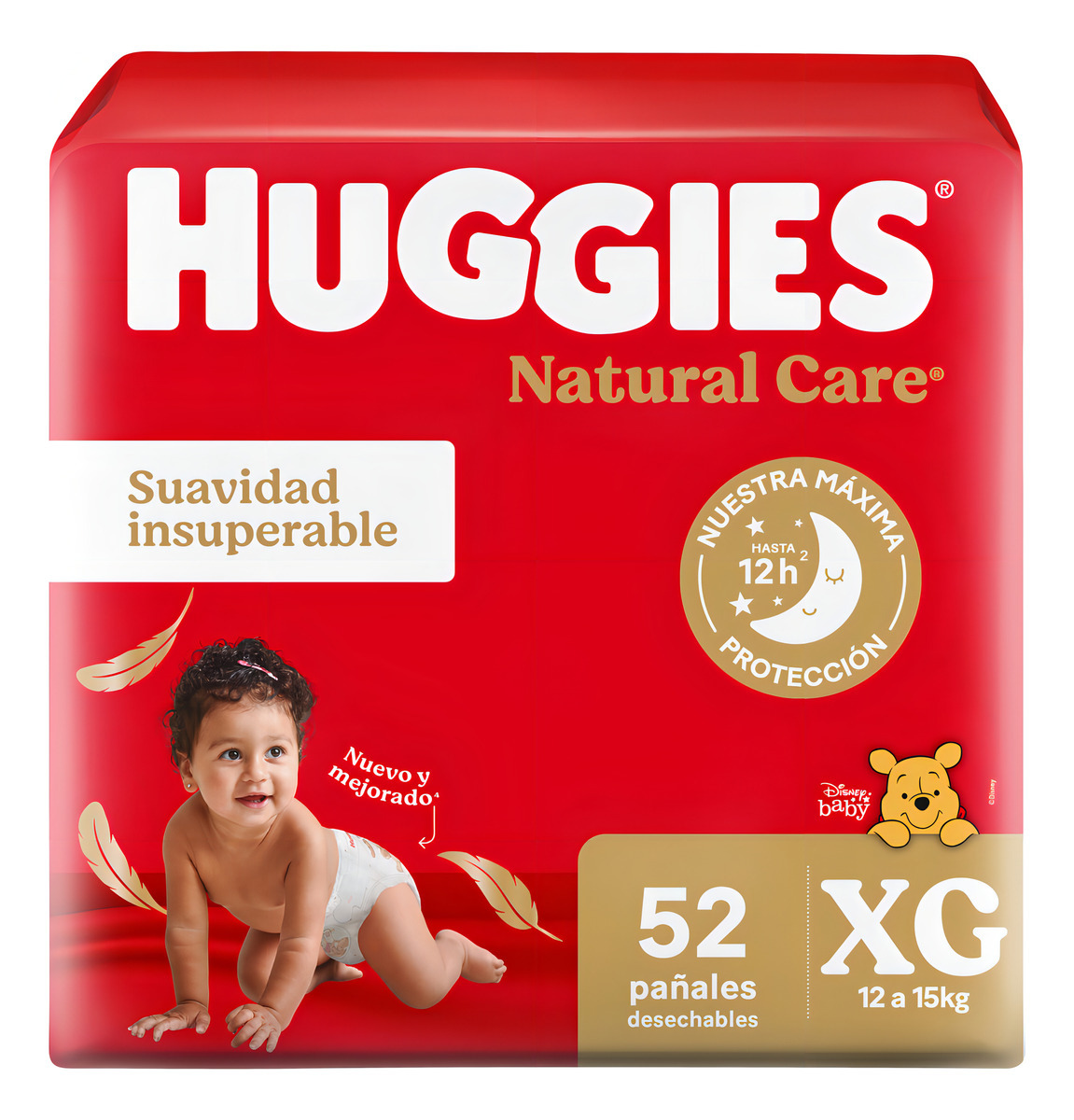PAÑAL HUGGIES ROJO NATURAL CARE TALLE XG 52