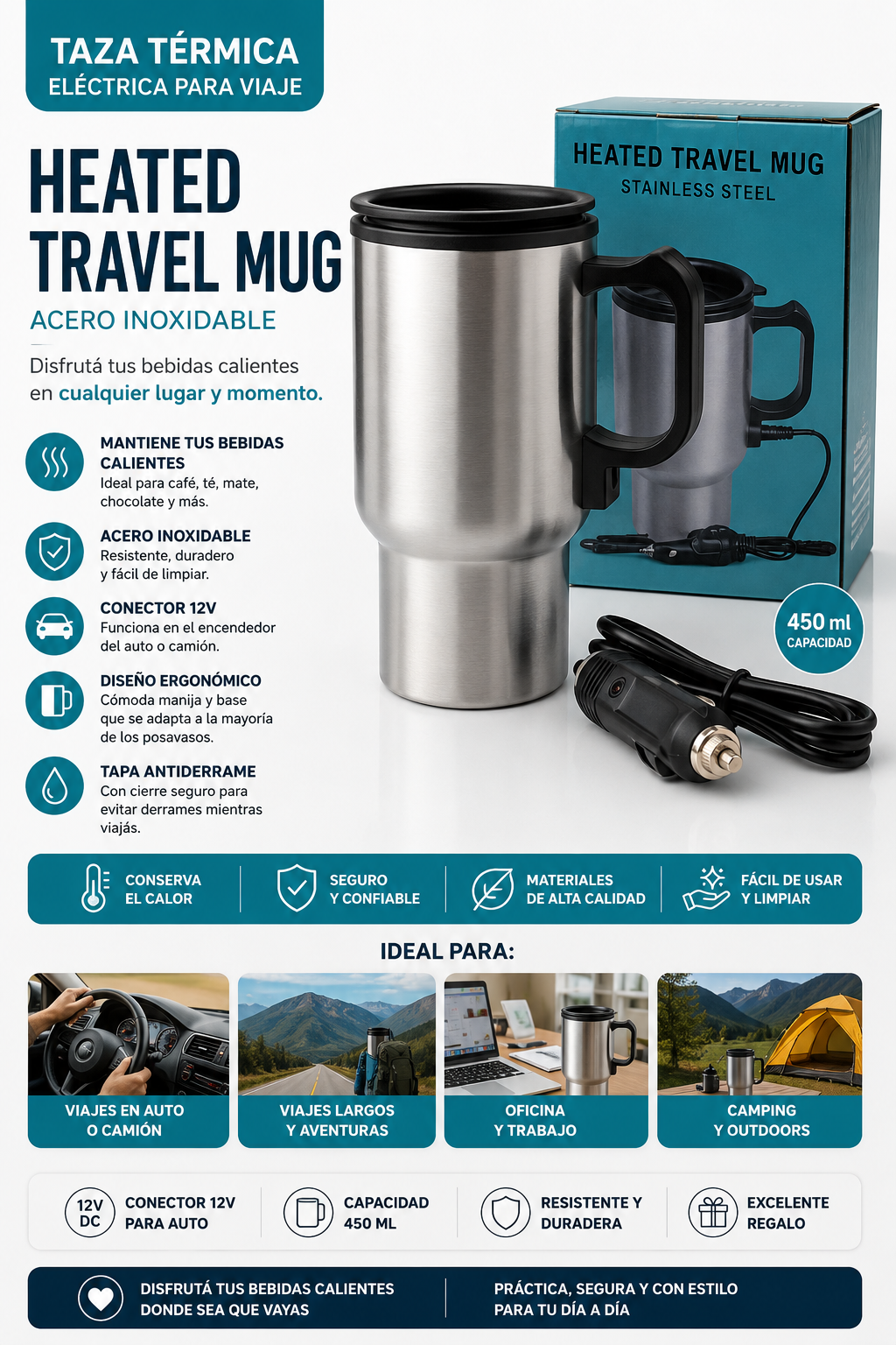 Taza Térmica Calentadora para Auto